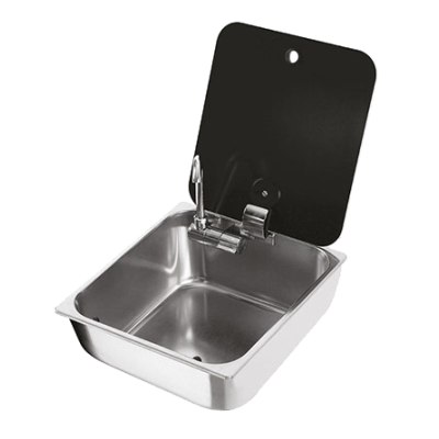 RVS Spoelbak, vierkant, met gehard glas deksel, 350x320x150mm incl koudwater kraan - 488061 72dpi - 488061
