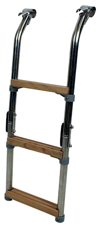 Niro Badeleiter F&uuml;r Badeplattform, 3-Stufen Mit Teakholz Ausgekleidet, Rohr &Oslash;25mm - 494060 72dpi - 494060