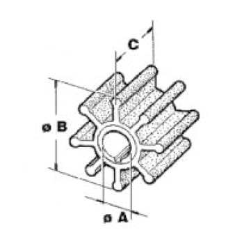 Impeller - Jabsco (6303-0003) - 500 tekening2 4 - 500238
