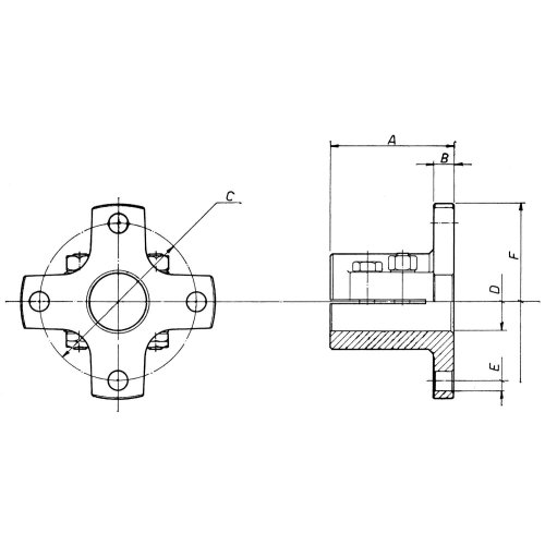 Bronzen klemflens (kruisvormig) voor &Oslash;30mm-as, steek &Oslash;82,5mm, 4x &Oslash;10mm - 518003 01 72dpi - 518003
