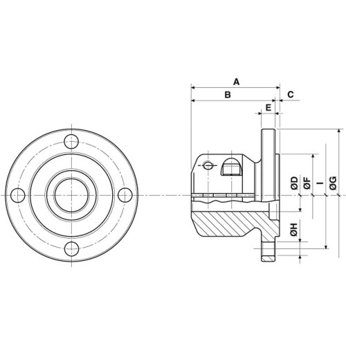 Steel Half-Coupling With Centering Ring, &Oslash;35mm-Shaft, Centre &Oslash;63,5mm, Pitch &Oslash;82,5mm, 4x &Oslash;10,5mm - 5180115 01 72dpi - 5180115
