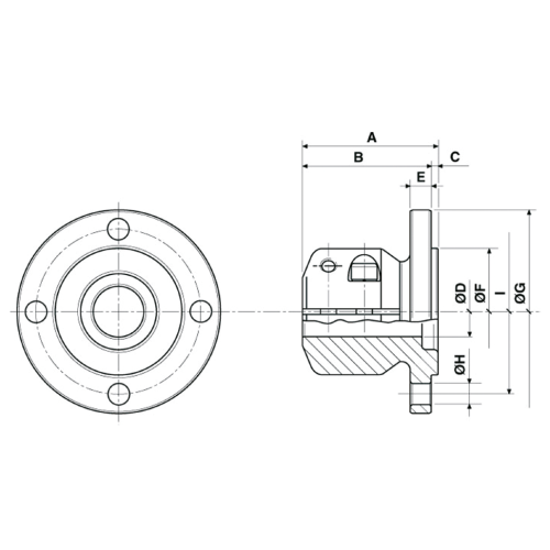 Stalen klemflens, &Oslash;60mm-as, center &Oslash;76,2mm, steek &Oslash;120,65mm, &Oslash;17mm, 6-gats - 518020 01 - 518020