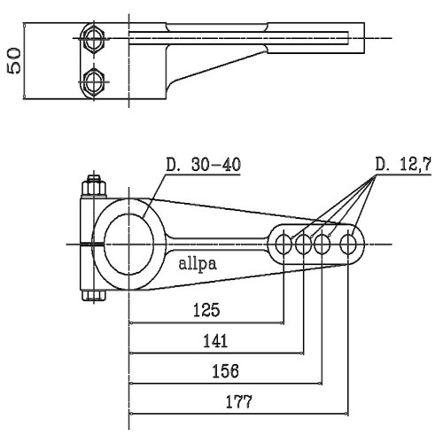 Aluminum Rudder Arm For Rudder Stock, &Oslash;40mm - 562140 1 72dpi - 562140