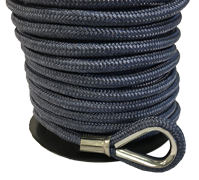 Polyester Ankerloodlijn, 16mmx50m, lood-voorloop=20m, RVS kous, donkerblauw (breekkracht 2100kg) - 61030005 4 - 61650005