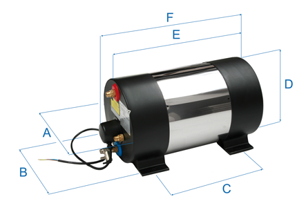 Johnson Pump RVS scheepsboiler 'AquaH', 1200W/22l, rond model, gewicht 10kg - 66564745501 01 - 66564745501