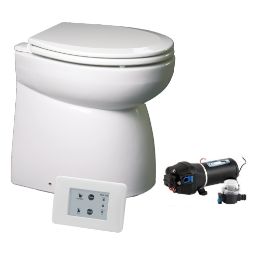Johnson Pump AquaT silent premium-electric scheepstoilet, standaard model, recht, 12V/16A, 455x365x455mm - 66804723501 - 66804723501