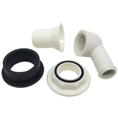 Johnson Pump Intake Elbow, Inlet Pipe Gasket & Nut For Manual & Silent-Electric Toilets - 66814724601 - 66814724601