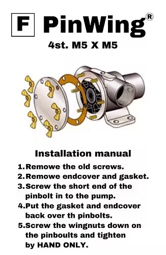 Johnson Pump Set RVS vleugelmoeren 'Pinwing' & draadeind, set F (4st. M5 x M5) - 669509355 01 - 669509355