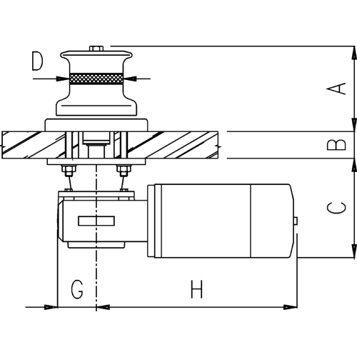 Lofrans windlasses Capstan verticaal, model 'T700', 12V, 700W - 71720 01 72dpi - 71720