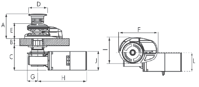 Lofrans windlasses Ankerlier verticaal, model 'Project X2', 10mm, 12V, 1000W, zonder verhaalkop - 72323 01 72dpi - 72323