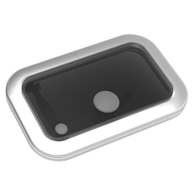 Go&iuml;ot Aluminium luik model 'Opal 20', satin, afm. 401x256mm, gatmaat 347x202mm, inbouwdiepte 15mm - 73106733 - 73106733