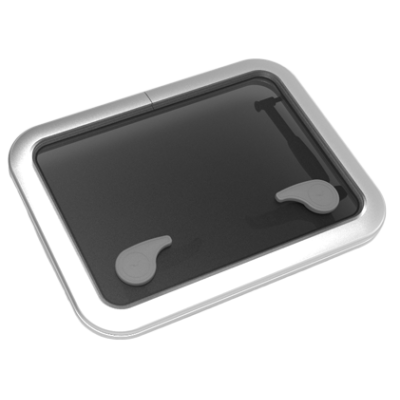 Go&iuml;ot Aluminium luik model 'Opal 30', satin, afm. 511x381mm, gatmaat 457x327mm, inbouwdiepte 15mm - 73106734 - 73106734