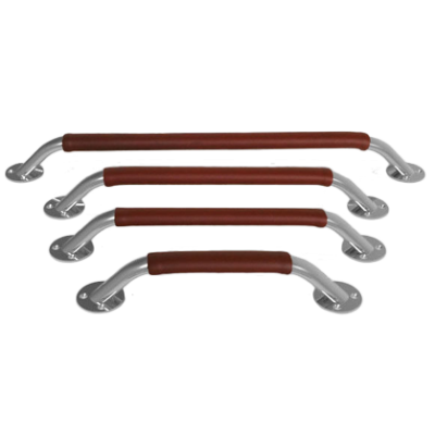 RVS Handreling met lederen overtrek, &Oslash;24x20mm (ovaal), H=73mm, L=280mm - 73106859 1 - 73106859