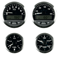 Matrix Snelheidsmeter met LCD, 90 mph, 3", zwart met RVS-rand - 781016sdfe 72dpi - 781016SDFE