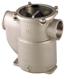 Brons-vernikkeld koelwaterfilter (robuust) met RVS 316 zeef, 3/8", H=117mm, 1400l/u - 9001162b - 9001162B