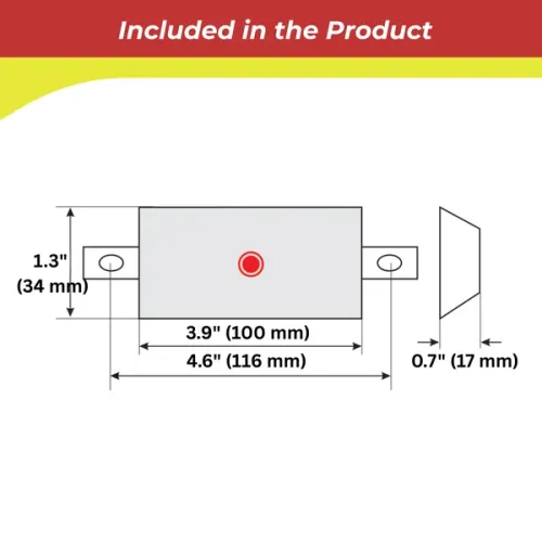 Navalloy European Style Hull Anode; 100x34mm - 9017702a 02 - 9017702A