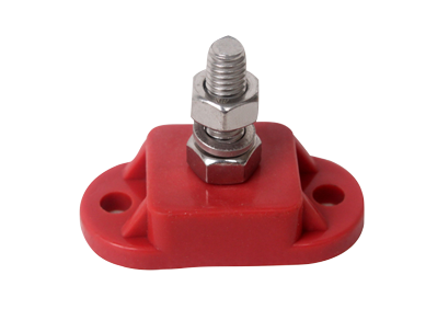 Ge&iuml;soleerde aansluitbout, tinnenplaat op ABS basis, 8mm, rood - 9025200 - 9025200