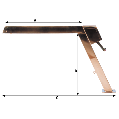 RVS Davit met touw, blok en winch, vaste uitvoering, 120kg, (prijs per stuk) - 9048900 01 - 9048900