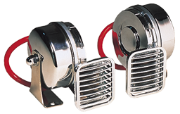 Chromed Brass Electro-Magnetic Boat Horn Set, Dual Tone, L=105mm, 12v, (110db(A)-410/490hz) - 905012 1 1 - 905012