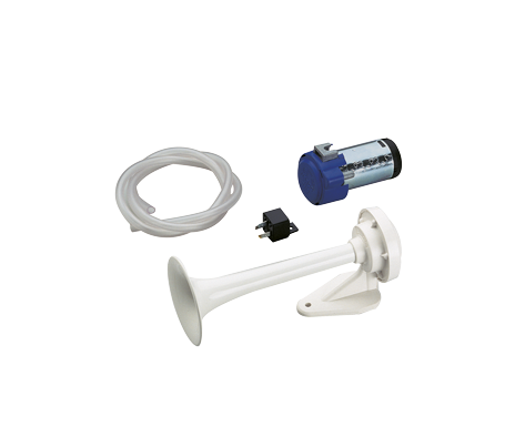 Abs (Plastic) Boat Horn With Eletric Compressor, White, L=250mm, 24v (116db(A)-420hz) Electropneumatic - 905063 - 905063