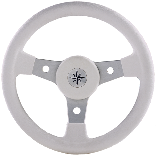 3-Spoke Wheel 'Delfino' Silver Aluminum with White Vinyl Rim, &Oslash;340mm, Depth 88,7mm - 9062103w - 9062103/W