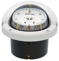 Ritchie Kompas model 'Helmsman', HF-743W, 12V, inbouwkompas, roos &Oslash;95mm/5&deg;, wit - 9067079 - 9067079