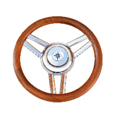 3-Spaaks stuurwiel 'model 26L' RVS met houten rand, &Oslash;350mm, diepte 60mm - 9068725 - 9068725