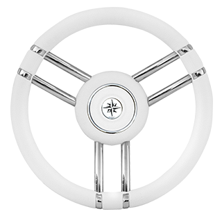 3-Dubbelspaaks stuurwiel type 28", wit, met polurethaan rand, &Oslash;=350mm - 9068731 1 - 9068731