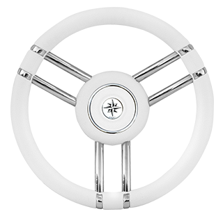 3-Dubbelspaaks stuurwiel type 28", wit, met polurethaan rand, &Oslash;=350mm - 9068731 - 9068731