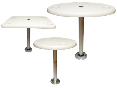 Kunststof tafels met aluminium poot & voet