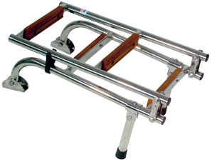RVS Zwemtrap, 1+2-treden met teakhout bekleed, afm. uitgeklapt 200x600mm, buis &Oslash;22mm - 9069810 - 9069810