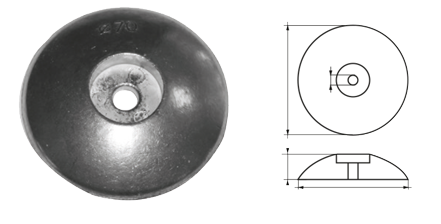 Aluminium ronde roerblad-anode, &Oslash;90mm (0,2kg) - 9077190 - 9077190