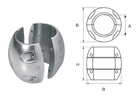 Zink anode voor &Oslash;60mm-as, bolvormig - 9077560 - 9077560
