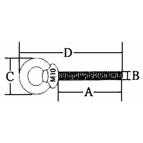 RVS ringbout (schroefoog), A=100mm, B=8mm, C=33mm, D=136mm - 9078730 1 - 9078730