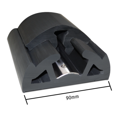 PVC stootlijst 'Bino', B=90mm, zwart 12mtr. - 9080750r - 9080750R