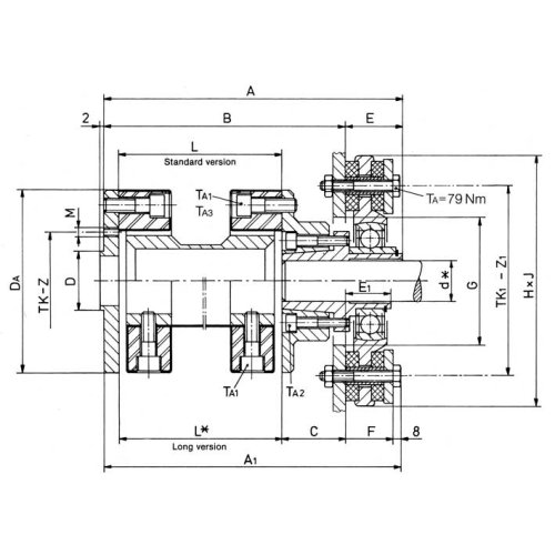 Centaflex Flexible Propeller Shaft Coupling With Thrust Bearing, Agm-16, Max. 250nm (Pleasure) - 9088021 01 - 9088021