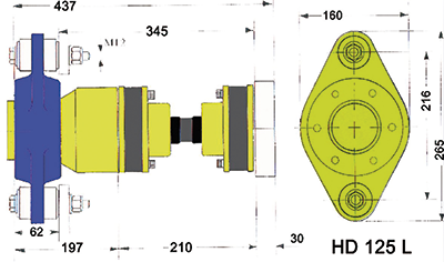 Hydradrive Type Hd-125 Cv-Drive Shaft System Set, With Thrust Bearing, Cv-Shaft And Adapter Flange - 9099515 2 - 9099515