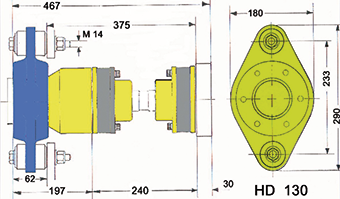 Hydradrive Type Hd-130 Cv-Drive Shaft System Set, With Thrust Bearing, Cv-Shaft And Adapter Flange - 9099520 2 - 9099520