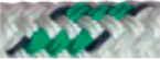 Allcord-18, dubbel gevlochten schootlijn, &Oslash;12mm, wit met groen/zwarte merkdraad, 200m - Al1812 gr - AL1812/GR