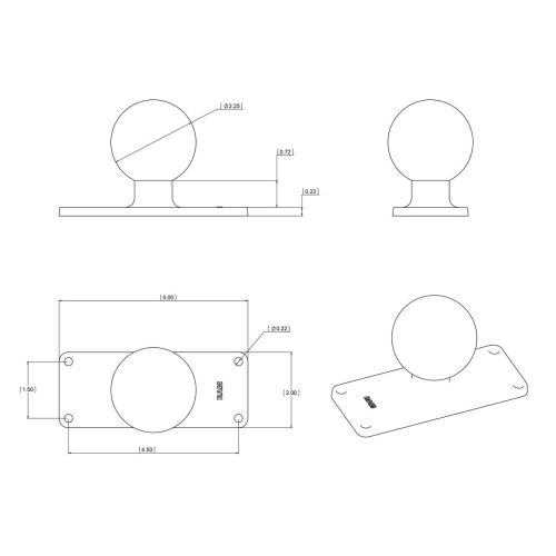 Ram Mount RAM-D-202U-25 rectangular base plate (device mount) - Bzvxa44d - 900405014
