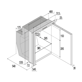 Niro Einbauk&uuml;hlschrank 'Sea Steel' 'C62ix', 62l (Gefrierfach 4,5l) 12/24v, Int. Kompressor - C62ix 72dpi - 9075562