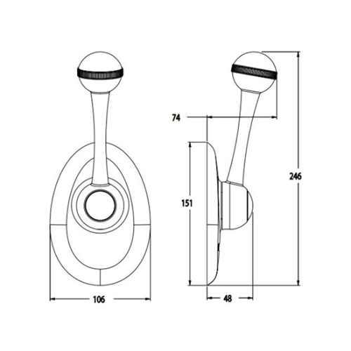 &Eacute;&eacute;nhandel motorbediening CH2850, zijmontage, zonder twist-grip schakelaar - Ch2850p 2 - CH2850