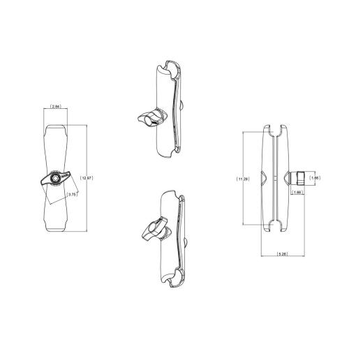 Ram Mount RAM-D-201U-E Connecting Arm Long 327mm - Dala46xk - 900405017