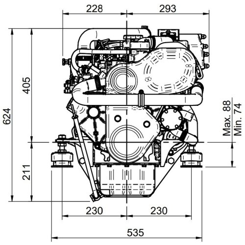 Sol&eacute; Scheepsdieselmotor Mini 55 TURBO met Technodrive keerkoppeling TMC260, R=2.00:1 - E 1212 02 - 9022200