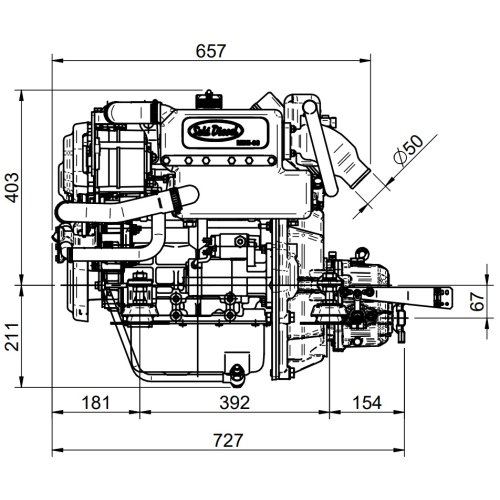 Sol&eacute; Scheepsdieselmotor Mini 33 met Technodrive keerkoppeling TMC60P, R=2.00:1 - E 1228 01 2 - 9022032
