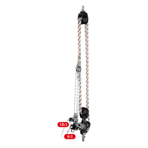 Antal  Mainsheet Tackle, 2-speed 6:1 & 18:1 - for &Oslash;12mm sheet, sheaves &Oslash;60mm, SWL 1000kg - F6 - F6