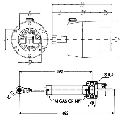 Hydraulischer Steuersatz 50kgm, Inkl. Pumpe/Zyl./Fitting/&Ouml;l (Teleflex) - Ge50 7 01 72dpi - GE50/T