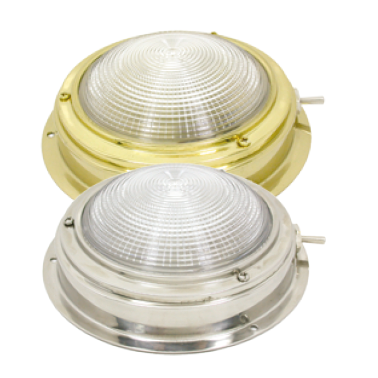 Messing Kajuitlamp met geribde lens, 12V/8W, A=110mm, B= 70mm, met ventilatie & schakelaar - Gp 078361 72dpi - 9078363
