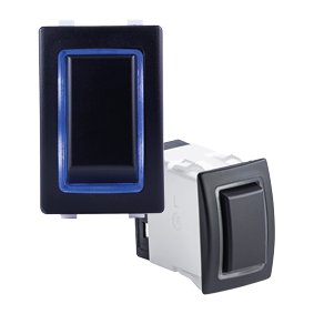 Sierra Waterdichte (IP68) HALO continue verlichte schakelaar; LED Blauw, SPDT, ON-OFF-ON Dependent - Haloschakelaar blauw - 64RK40690B