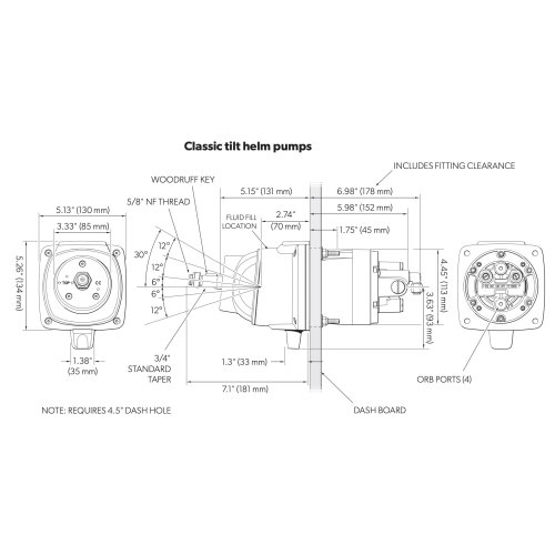 SeaStar hydraulische Steuerkopf Classic Tilt ORB - Hh6541 4 zeichnung 2 - HH6541-4
